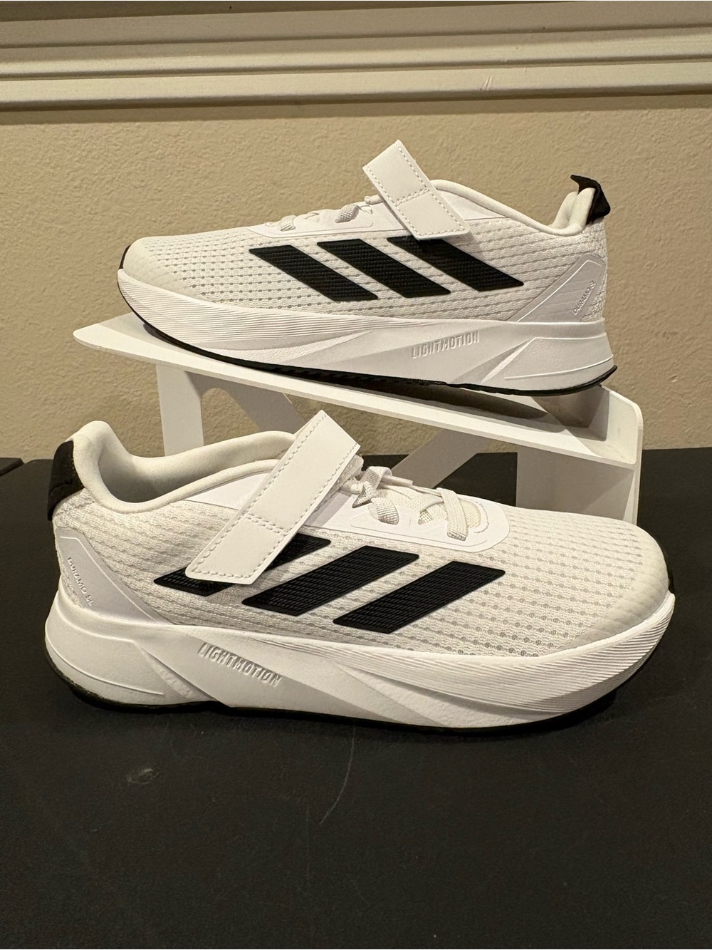 adidas Duramo SL EL K Unisex Kids Sneakers White Black Hook & Loop Youth Sz 3.5Y